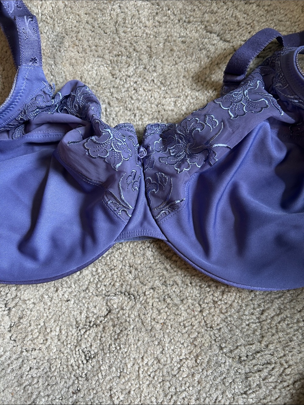Glamorise Lavender Purple Lace-Trim Full Coverage Underwire Bra 44f